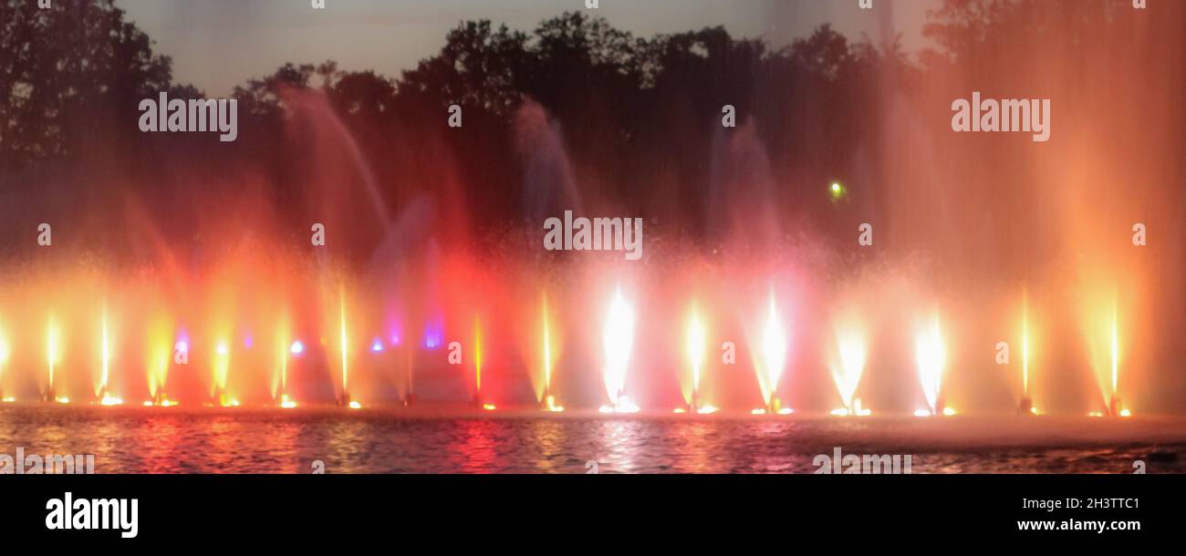 Fountain colorful musical show in Wroclaw, Poland Stock Photo