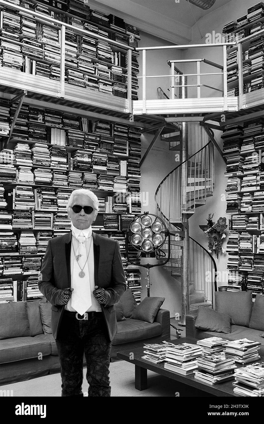 Karl Lagerfeld private library Stock Photo