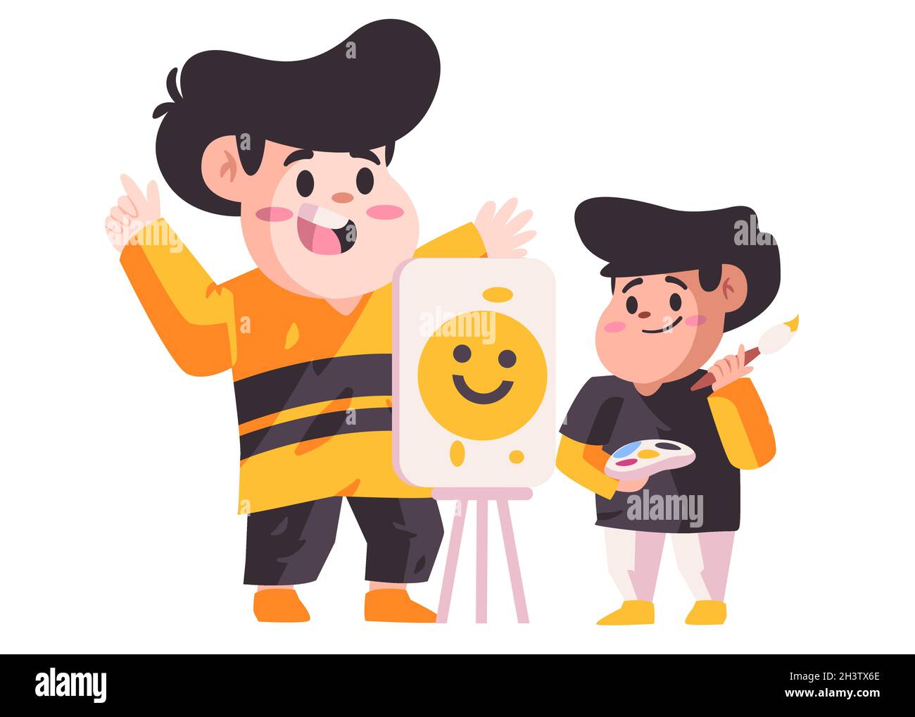 Boy holding painting brush Cut Out Stock Images & Pictures - Alamy