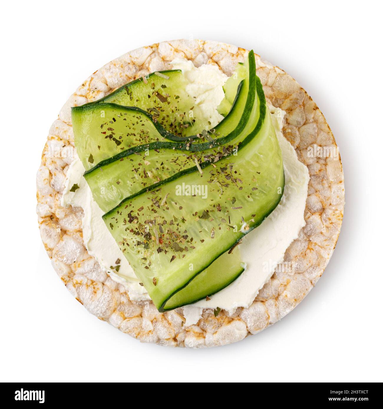 Rice cakes with cream cheese and cucumber Stock Photo Alamy