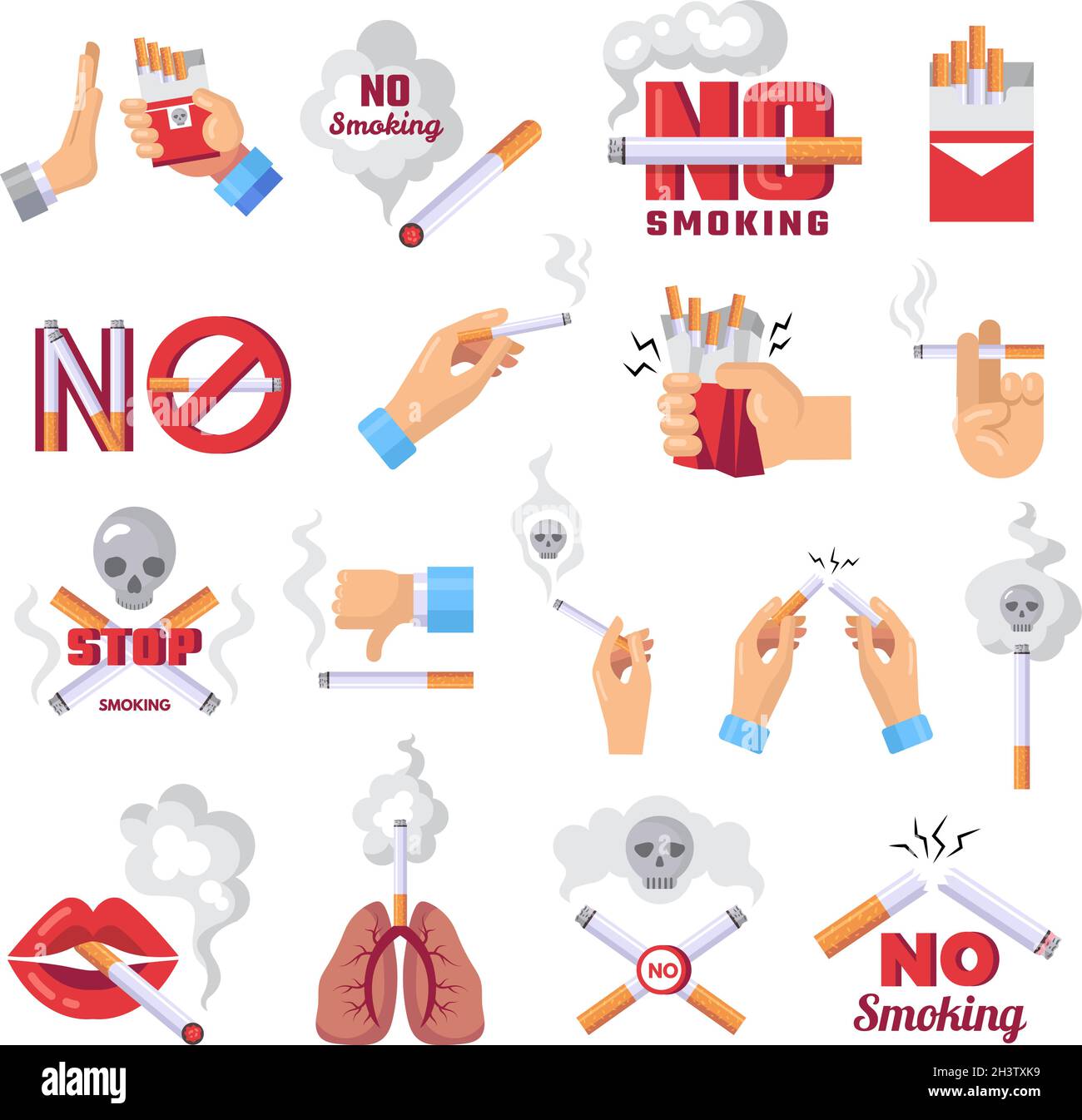 Cigarette icon. Dangerous from smoke of cigarettes vector lungs protection concept illustrations Stock Vector
