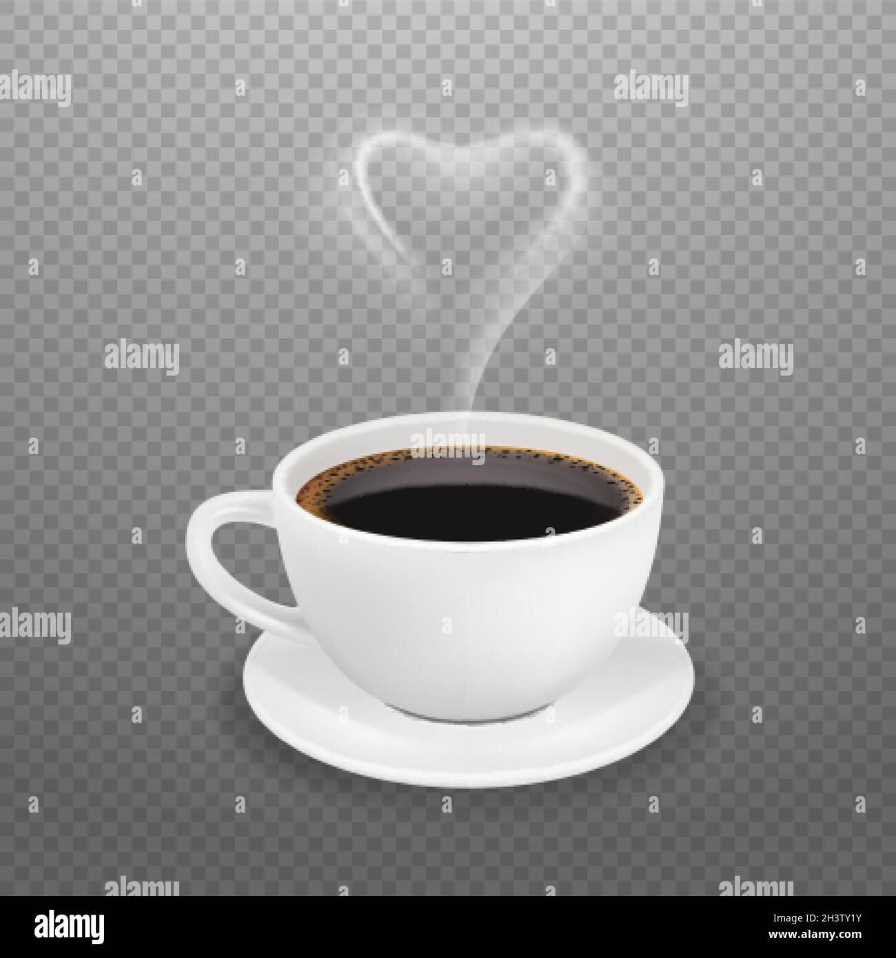 Morning small cup of coffee or espresso drink with steam aroma r