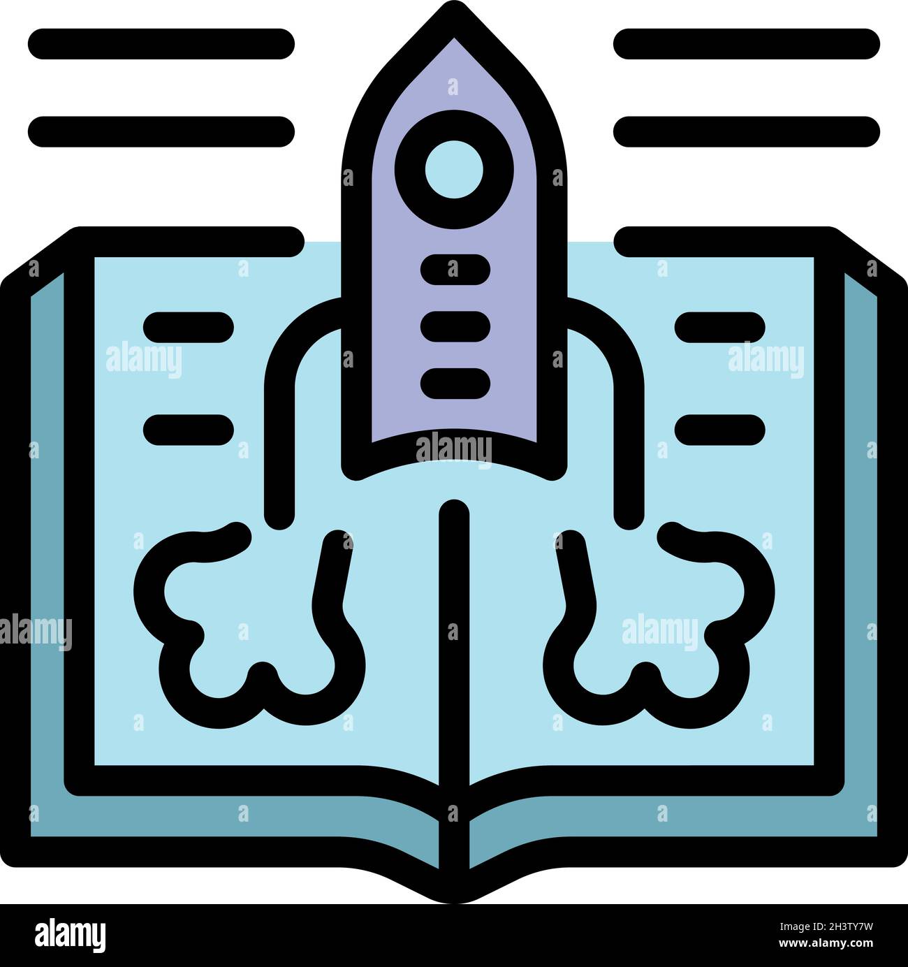 Foreign language rocket study icon. Outline foreign language rocket study vector icon thin line color flat isolated Stock Vector