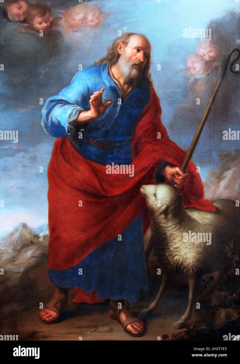 Saint Joachim / San Joaquin (husband of Saint Anne and the father of Mary) by Juan Simon Gutierrez 1634-1718.Spanish Baroque painter. Academia de Bellas Artes (Seville) Stock Photo