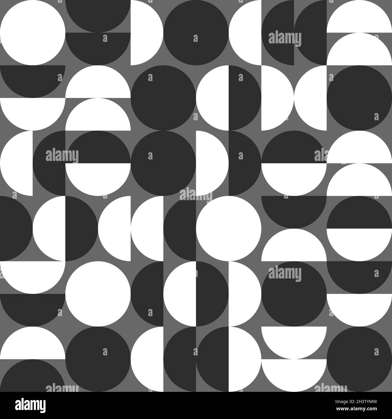 Bauhaus abstract pattern in Swiss style. Retro geometric background with circles. Seamless pattern with geometric shapes Stock Vector