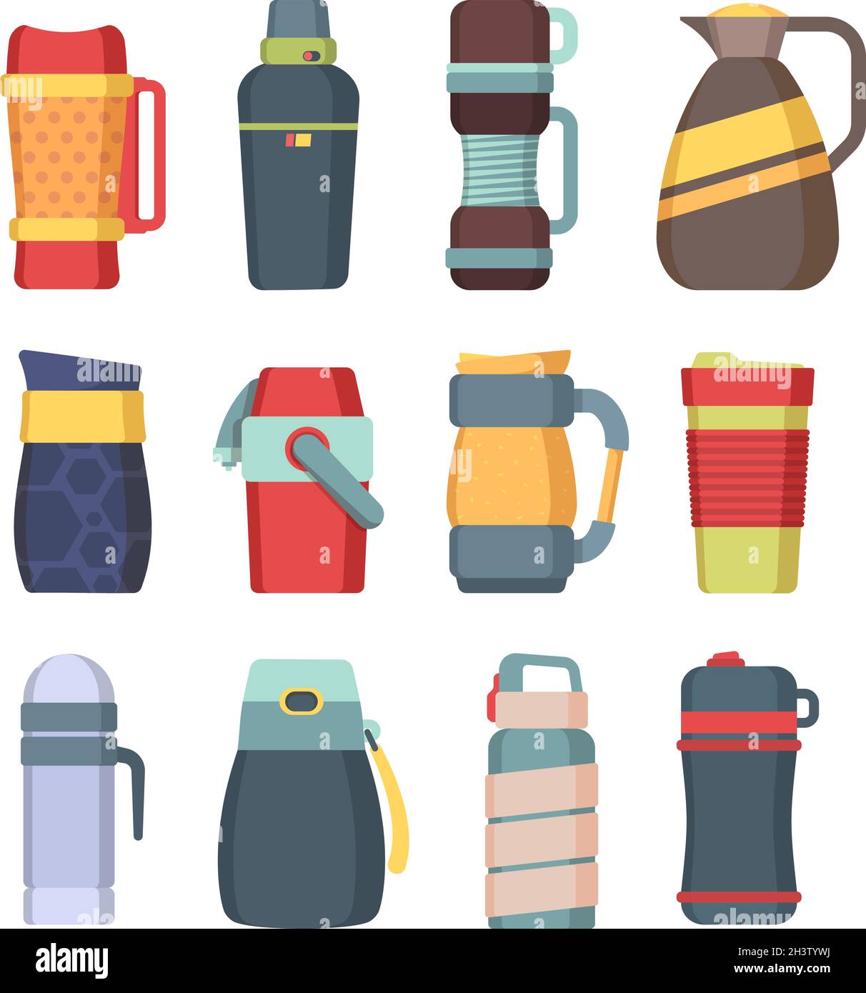 Thermos. Steel mug with handle for coffee kitchen utensil vacuum flask