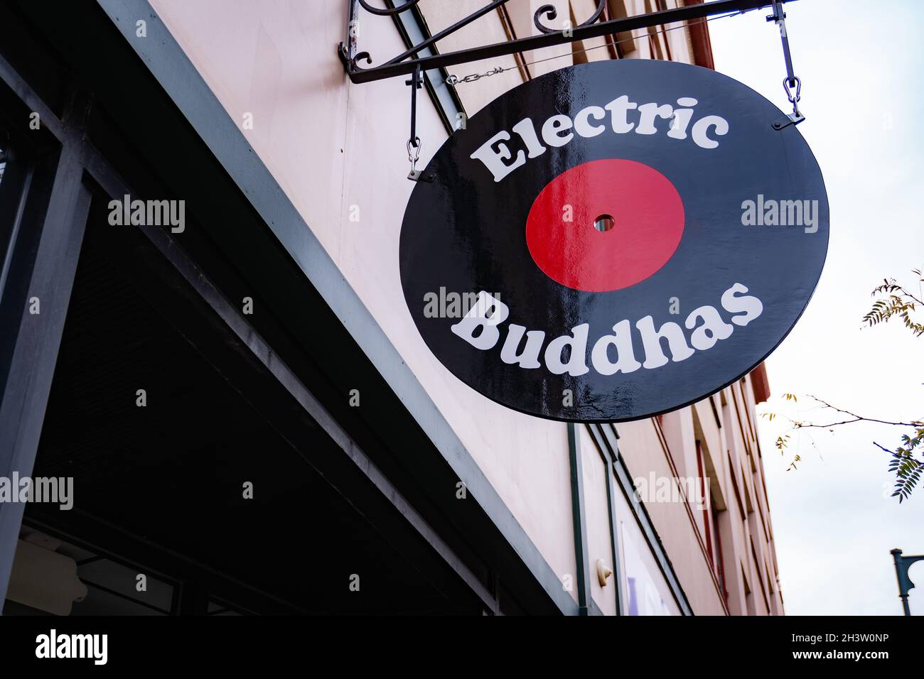 Portland, Maine U.S.A. 10282021 Electric Buddhas record shop in