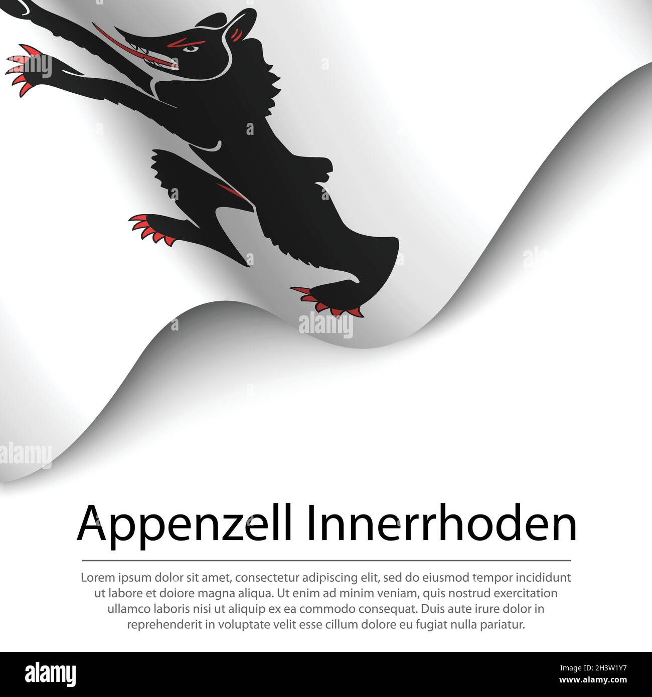 Waving flag of Appenzell Innerrhoden is a canton of Switzerland on white background. Banner or ribbon vector template Stock Vector