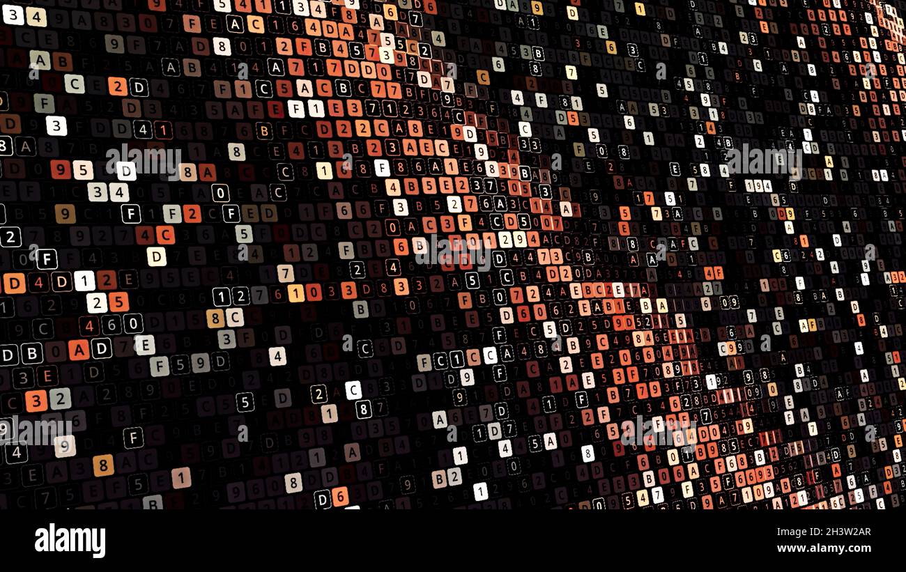 Abstract computer code animation on black background, seamless loop ...
