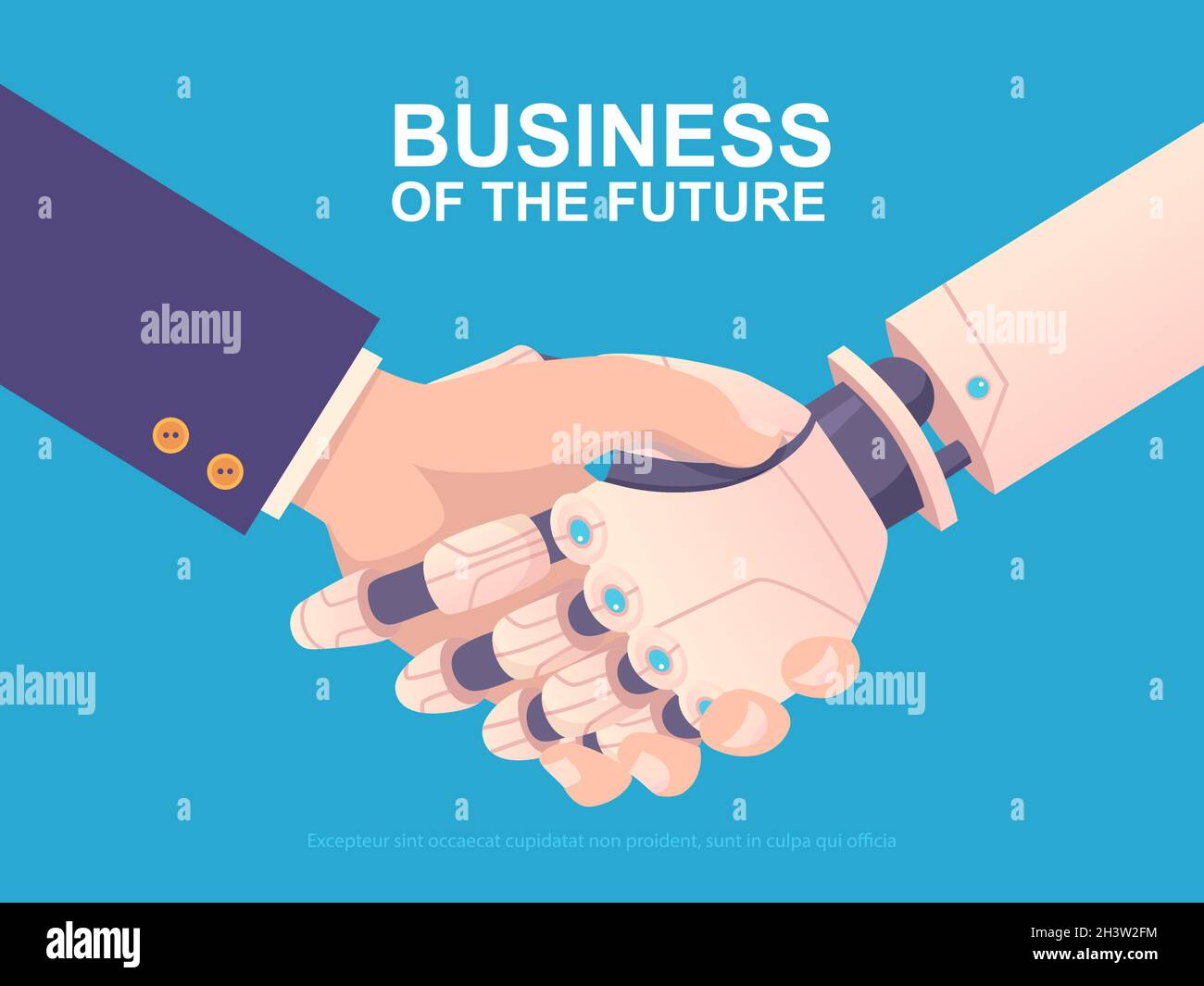 Robotic handshake. Partners robot machine and human vector business ...