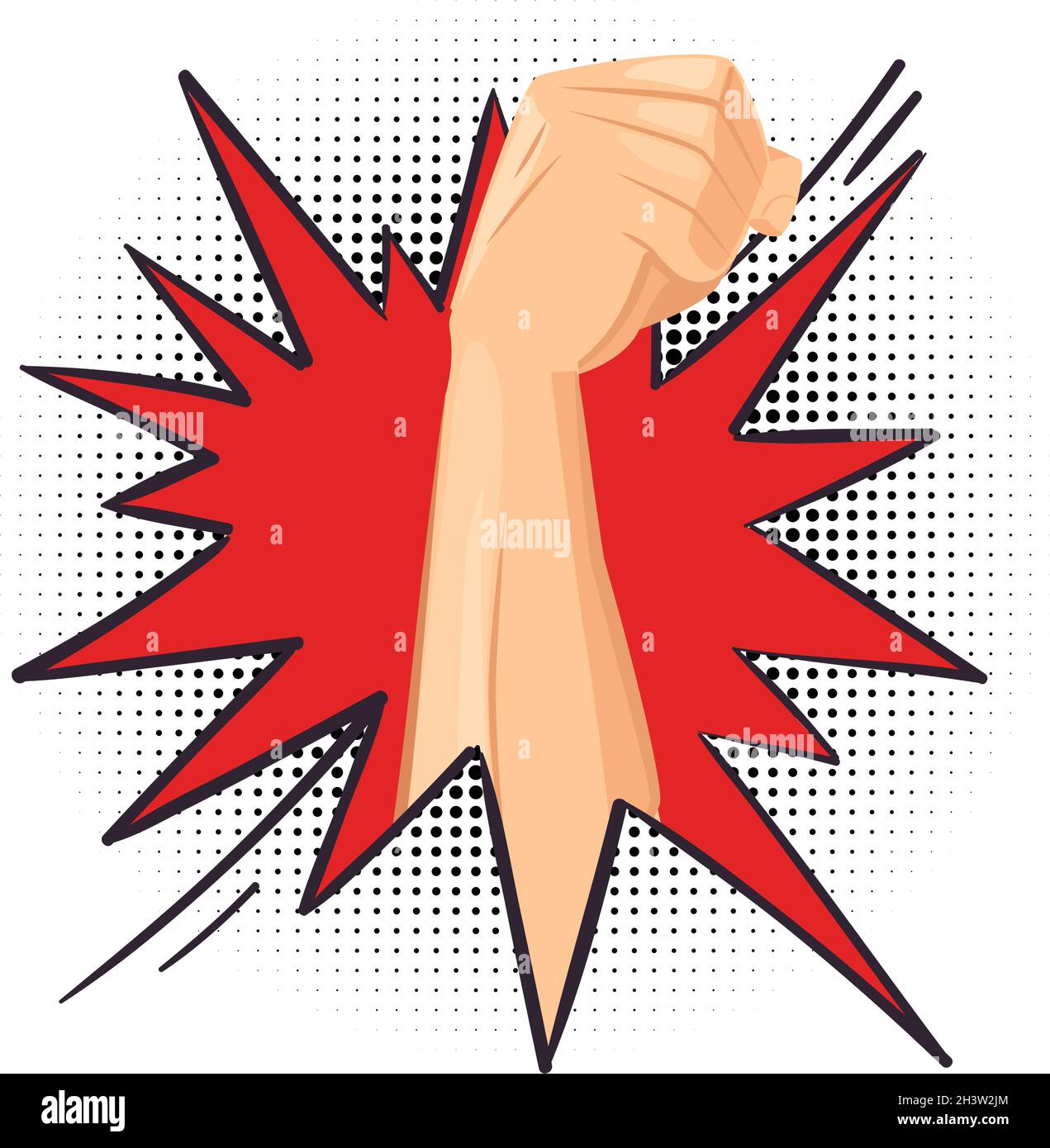 Punch. Fist breaks through obstacle, energetic human hand. Show of