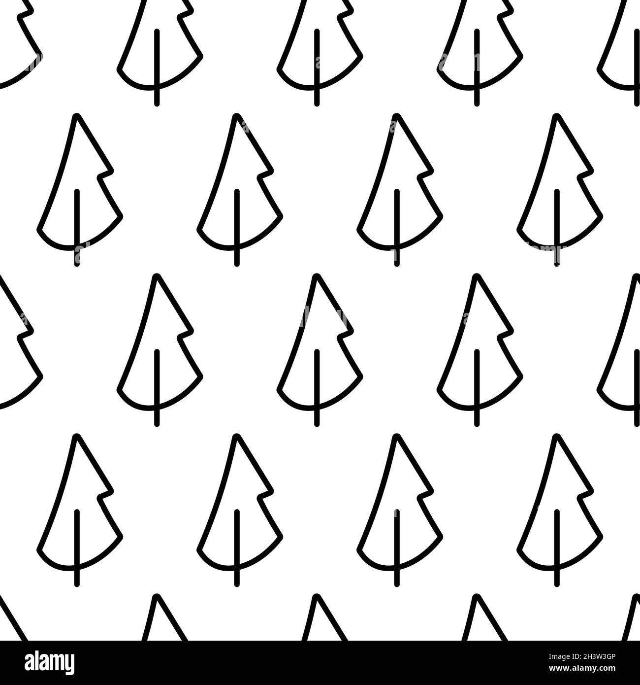 Black and white seamless pattern with fir tree icon. Vector trees ...