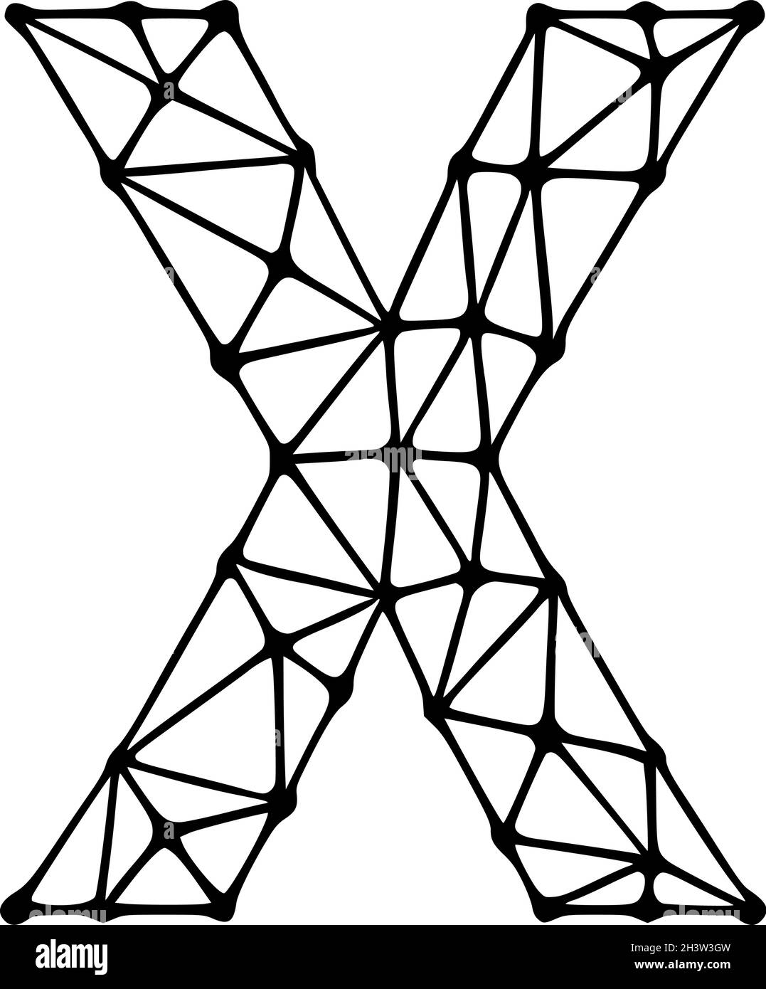 Letter x polygonal symbol, clip art isolated on white background Stock