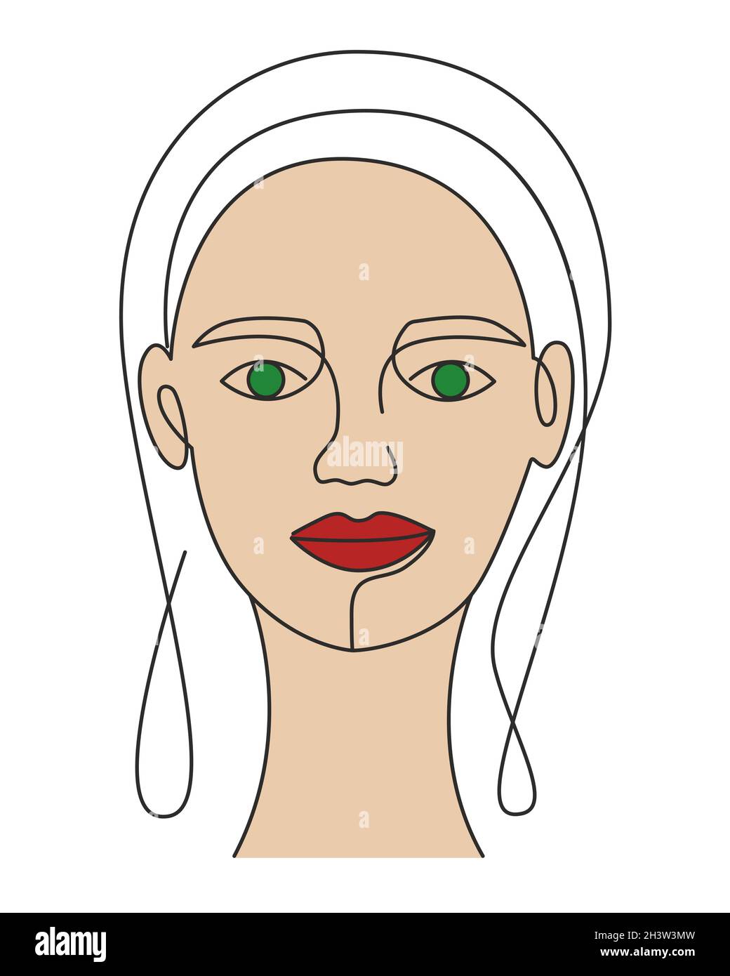 Abstract woman face in minimal style, vector illustration. Stock Vector