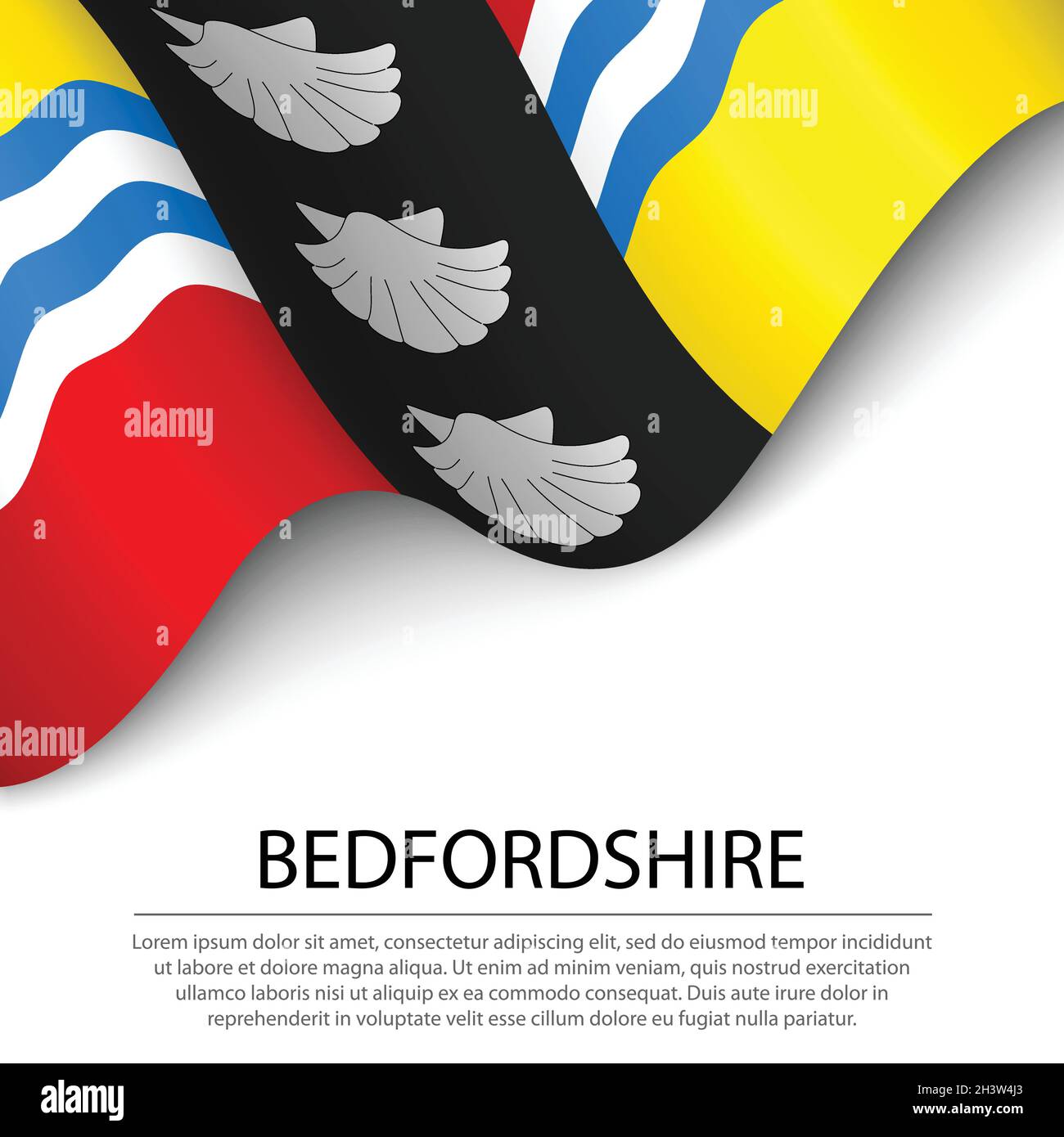 Waving Flag Of Bedfordshire Is A County Of England On White Background waving-flag-of-bedfordshire-is-a-county-of-england-on-white-background