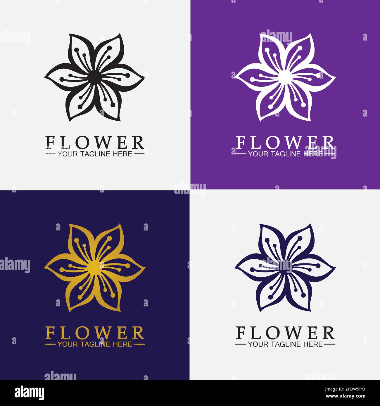 Flower logo vector illustration design template Stock Vector