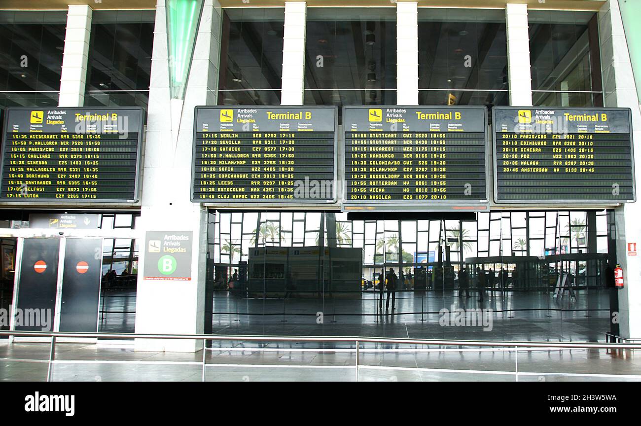 Information panels of an airport, Spain, Europe Stock Photo