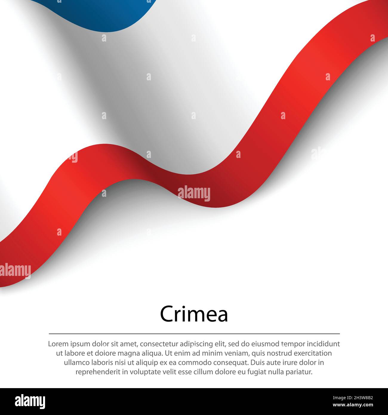 Waving flag of Crimea is a region of Russia on white background. Banner ...