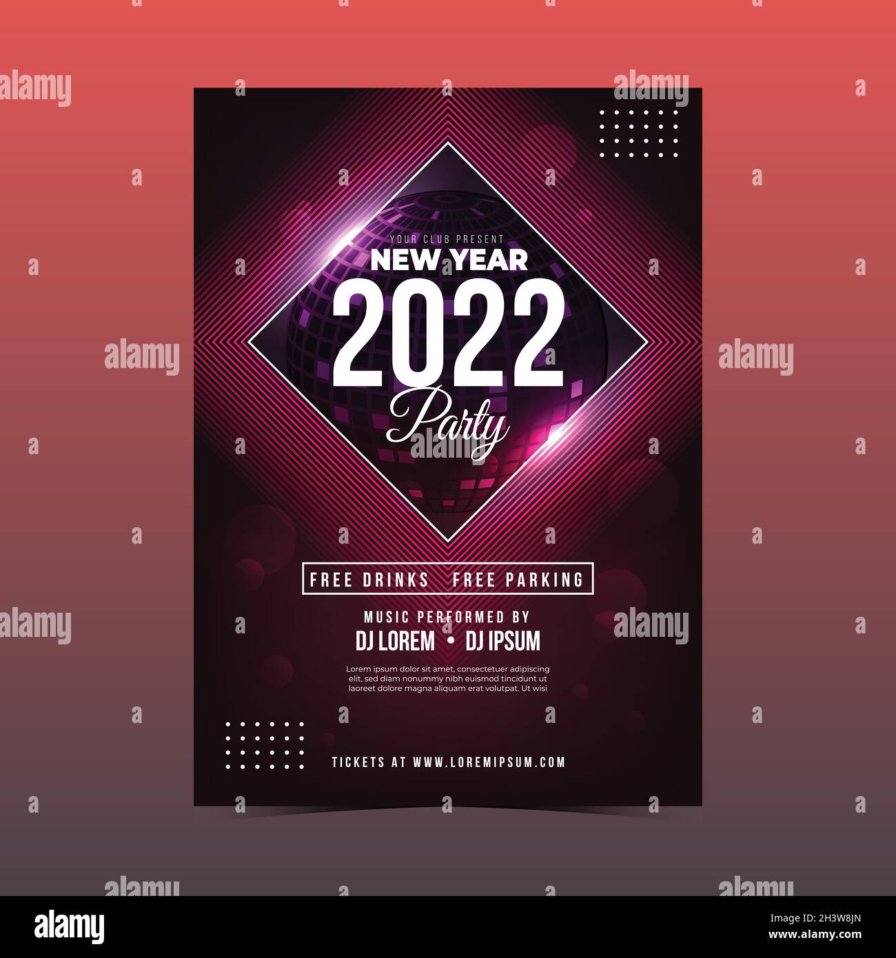 realistic new year 2022 party flyer template vector design illustration ...