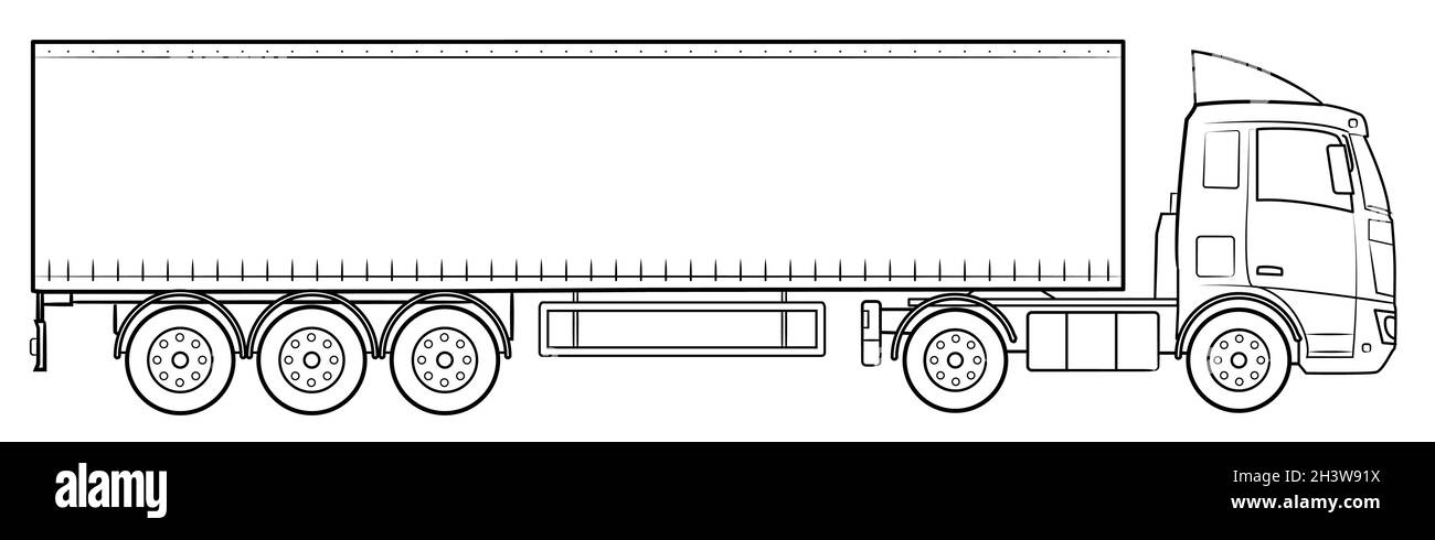 Semi trailer truck - vector illustration. Stock Vector