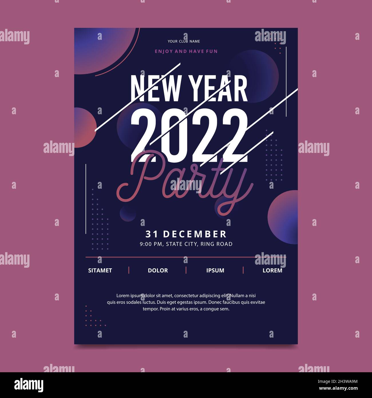 new year 2022 party flyer template flat vector design illustration ...