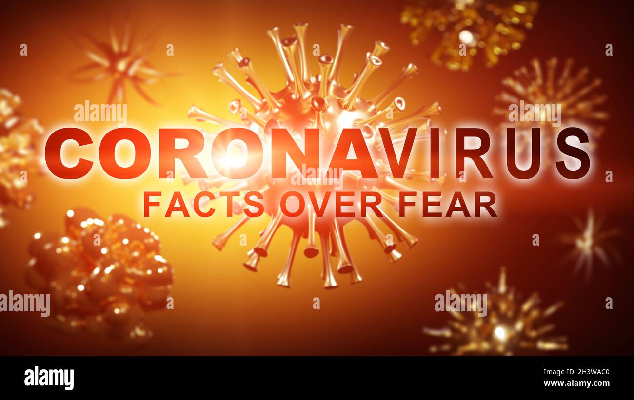Coronavirus outbreak, microscopic view of influenza virus cells. 3D illustration Stock Photo