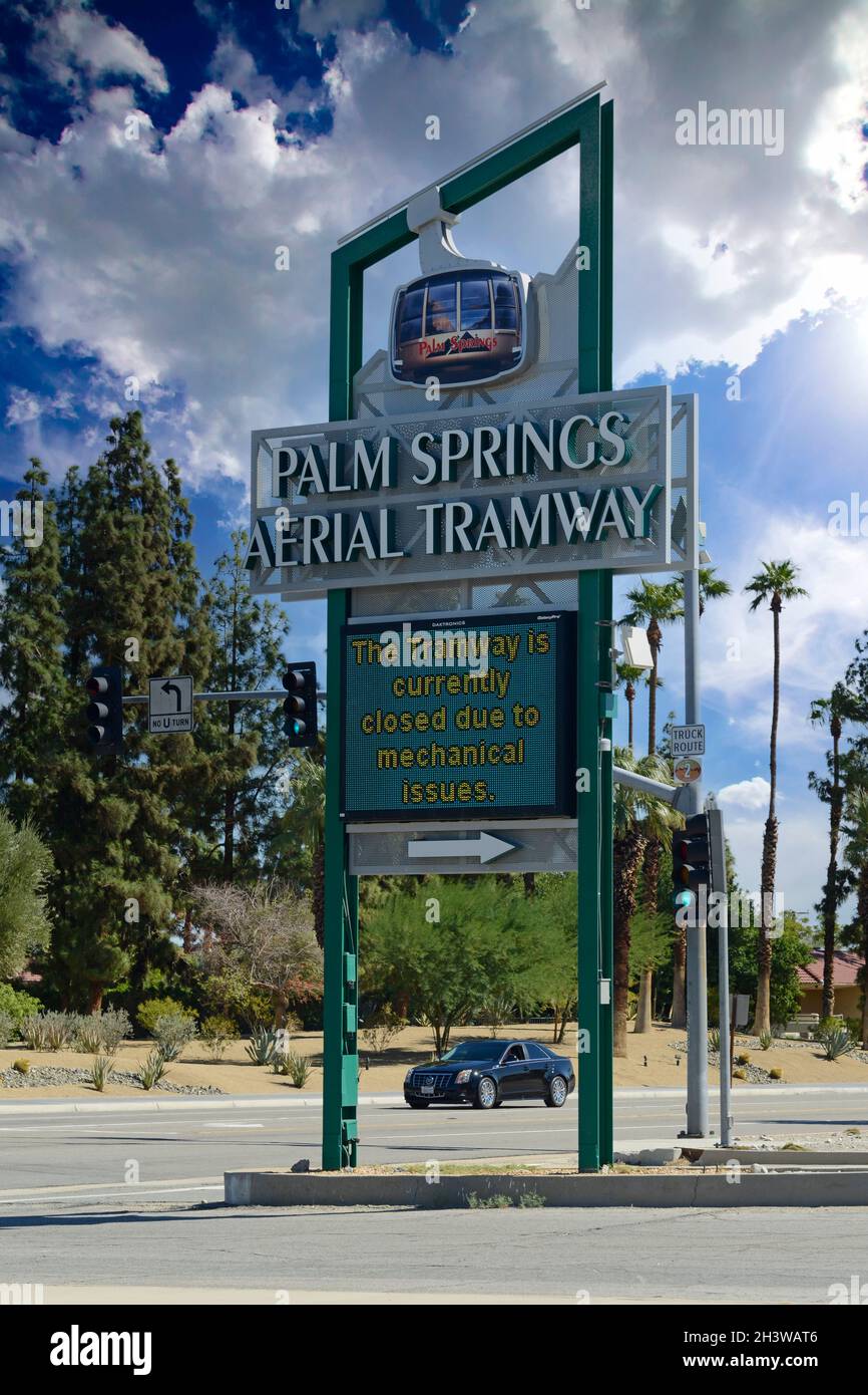 Palm Springs Aerial Tramway directions sign Stock Photo