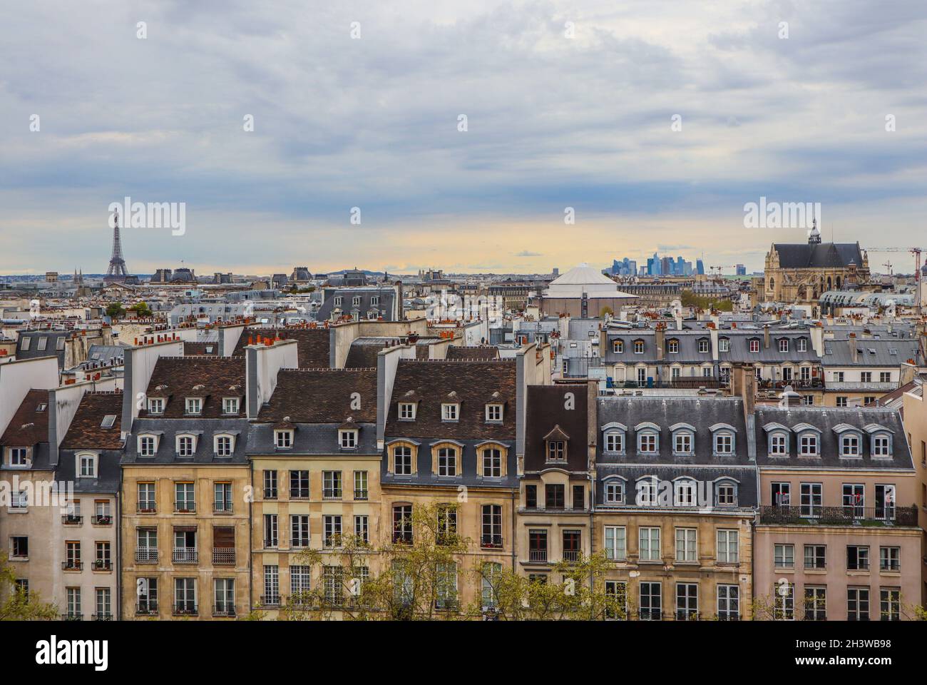 Aerial view of Paris city. France. April 2019 Stock Photo