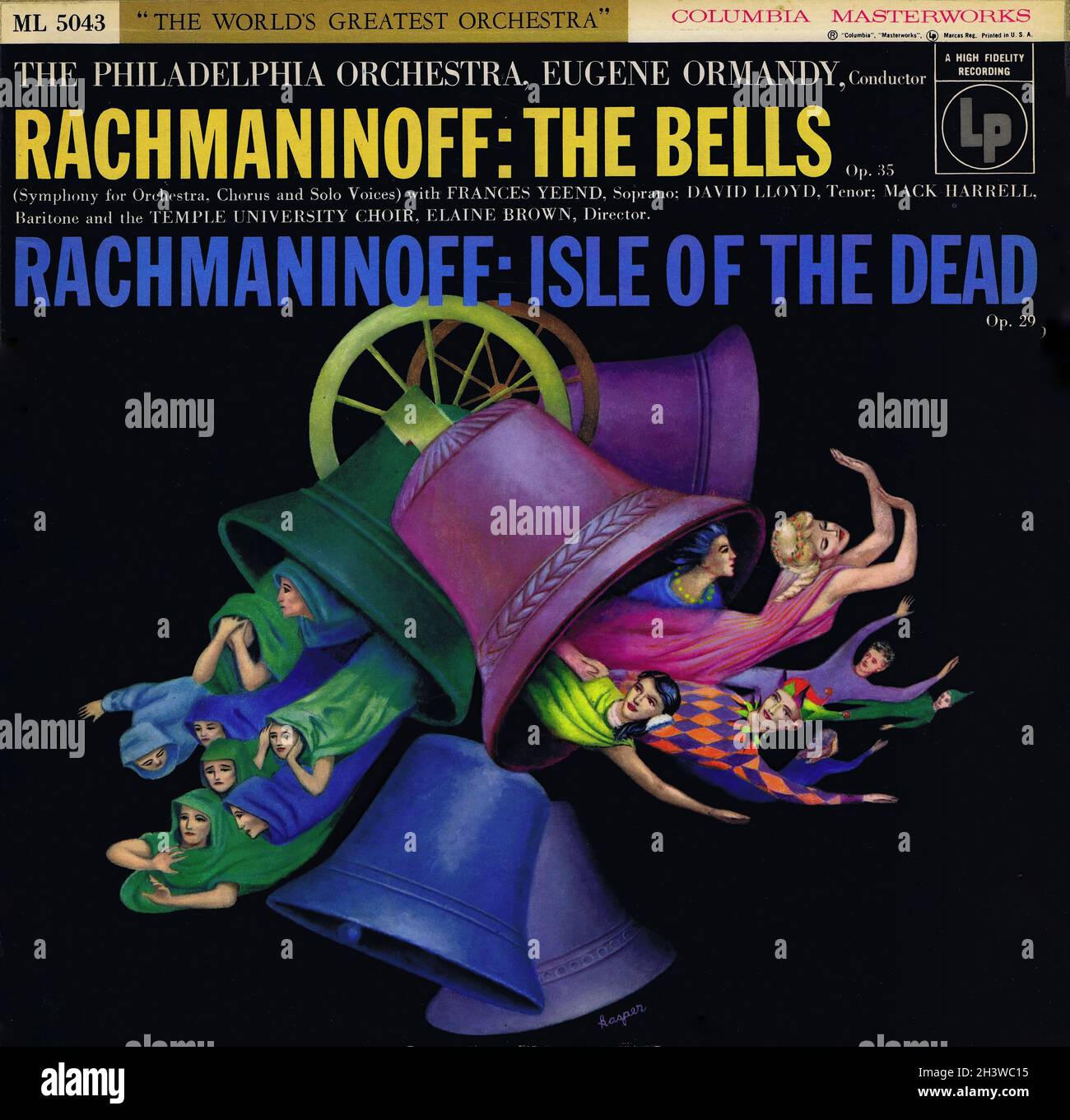 Rachmaninoff The Bells - Isle of the Dead - Ormandy Columbia - Classical Music Vintage Vinyl Record Stock Photo