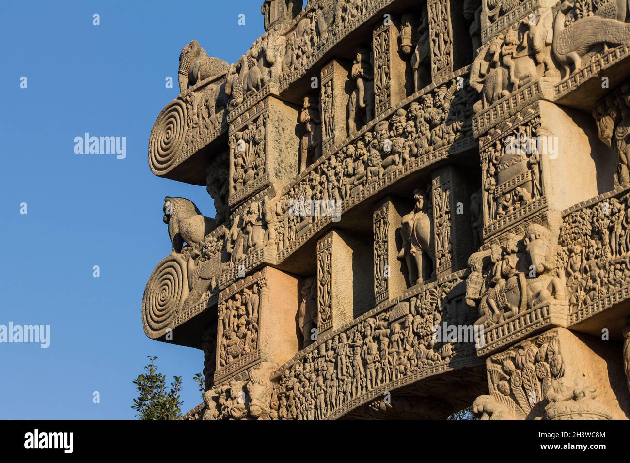 Great Stupa of Sanchi gateway. Madhya Pradesh, India Stock Photo