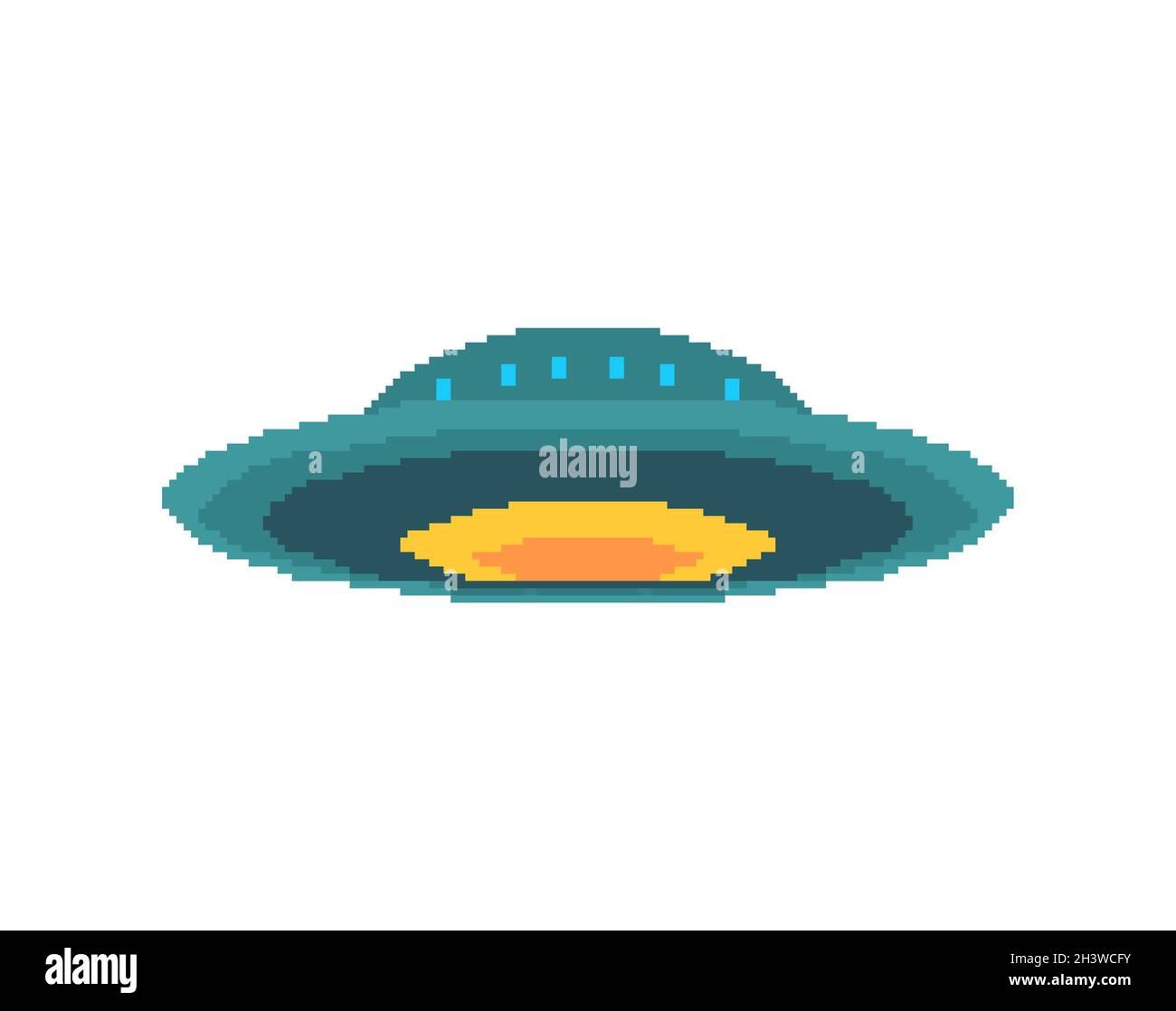 UFO pixel art. pixelated Flying Saucer isolated. 8 bit unknown flying  object vector illustration Stock Vector Image & Art - Alamy