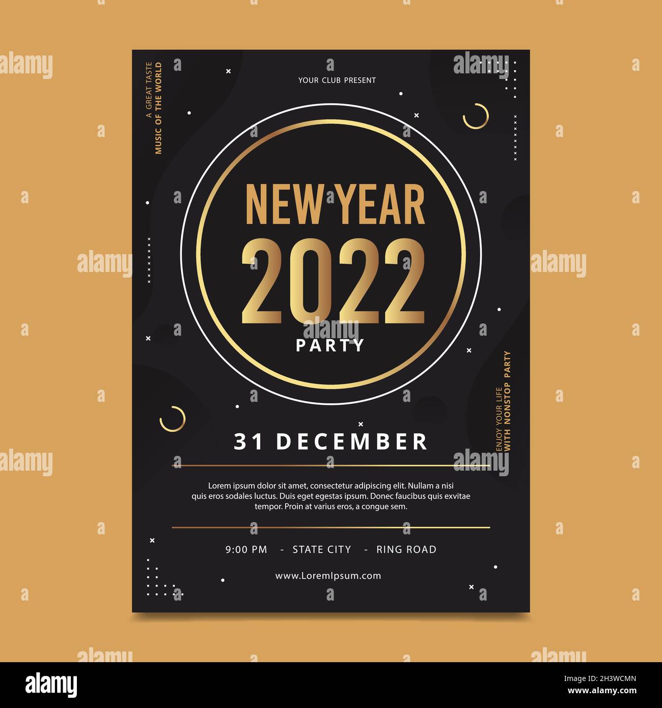 new year 2022 party poster template flat vector design illustration ...