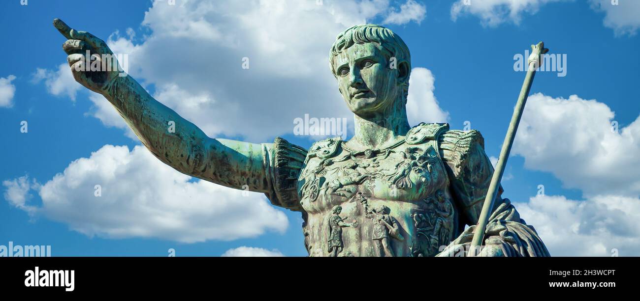 The roman emperor Gaius Julius Caesar statue in Rome, Italy. Concept ...