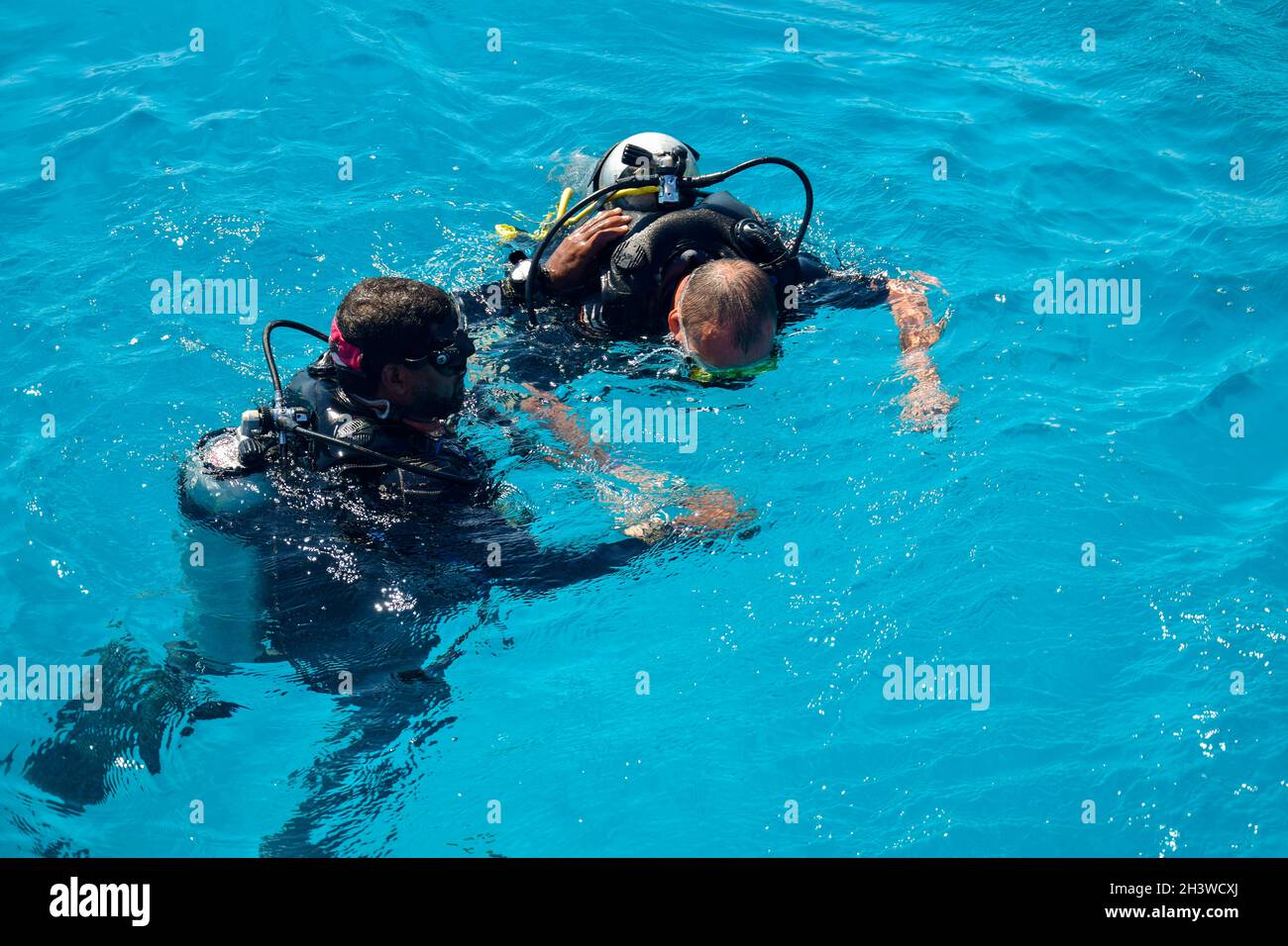 Hurghada, Egypt October 2021 Learning process of scuba diving