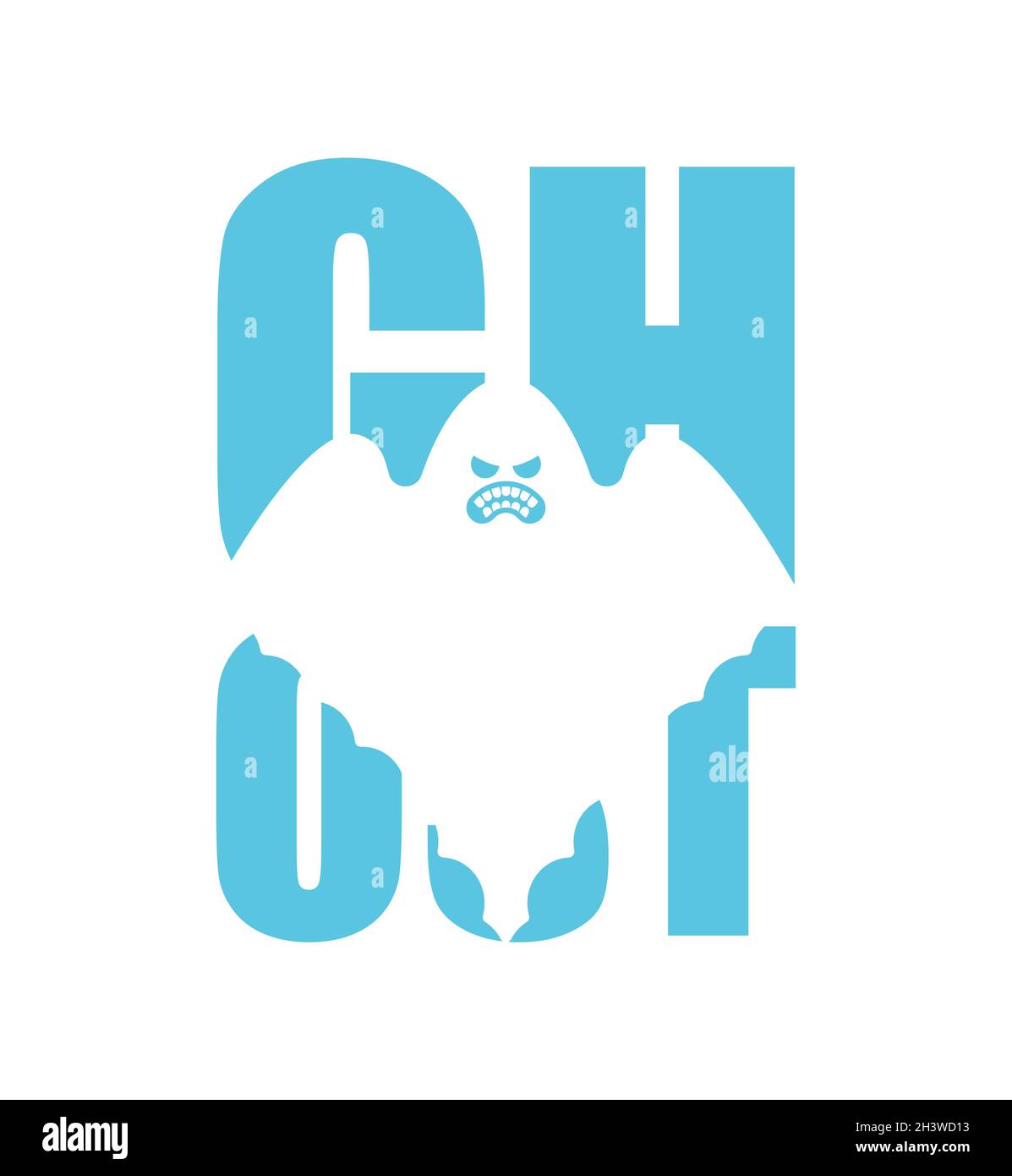 Ghost Lettering Silhouette of in text. Spooky Typography. Halloween