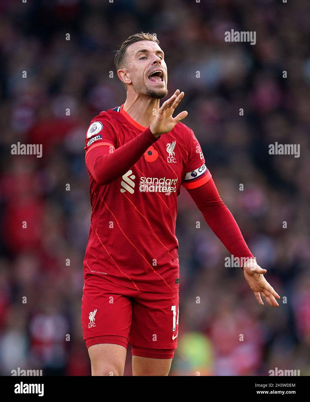 Liverpool's Jordan Henderson during the Premier League match at Anfield, Liverpool. Picture date: Saturday October 30, 2021. Stock Photo