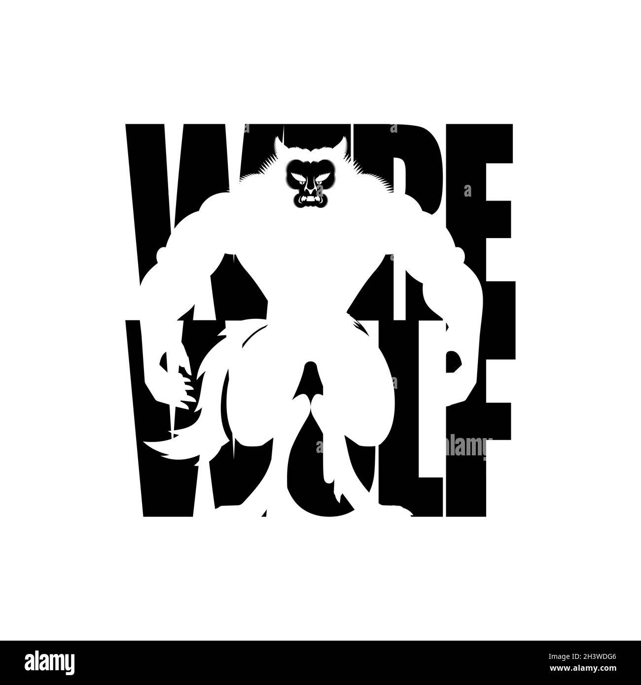 Werewolf Lettering Silhouette of in text. werwolf Typography. wolfman ...