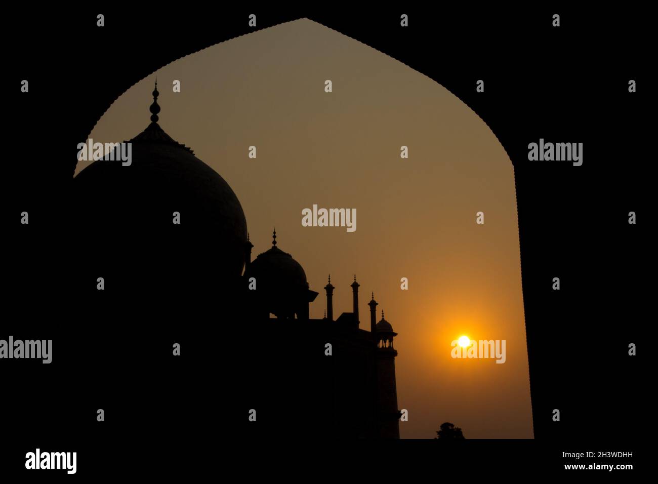 Sunrise at Taj Mahal Stock Photo