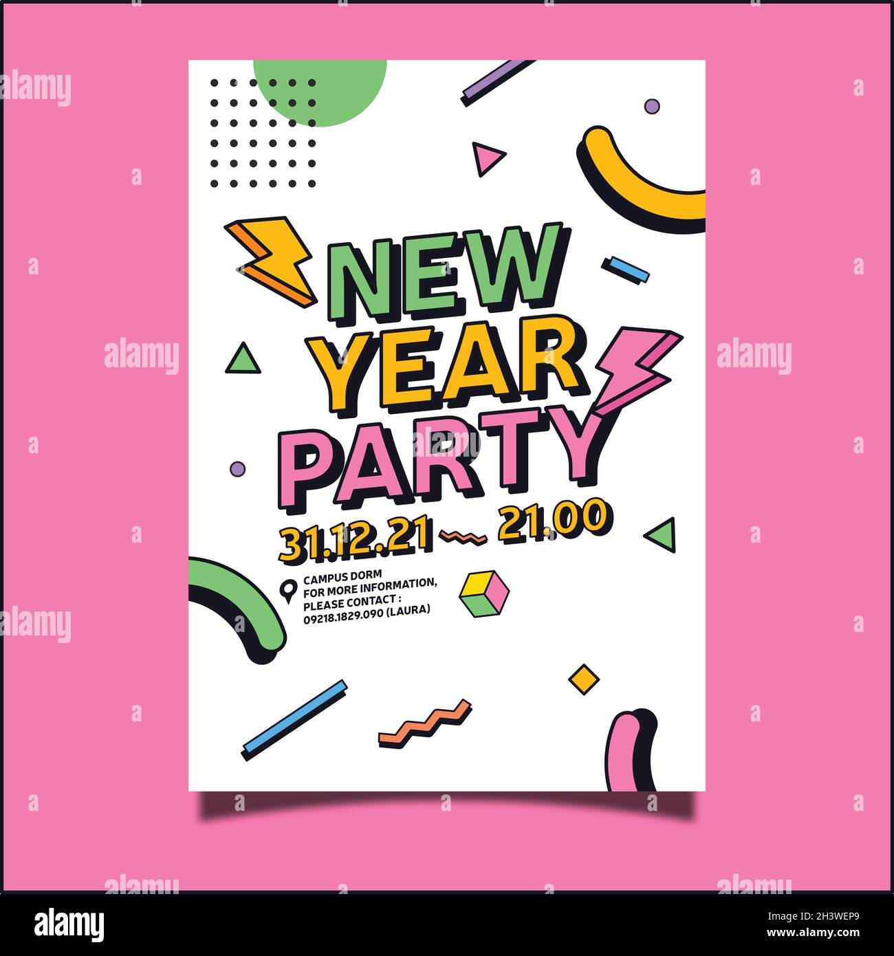 new year 2022 party poster template flat vector design illustration ...