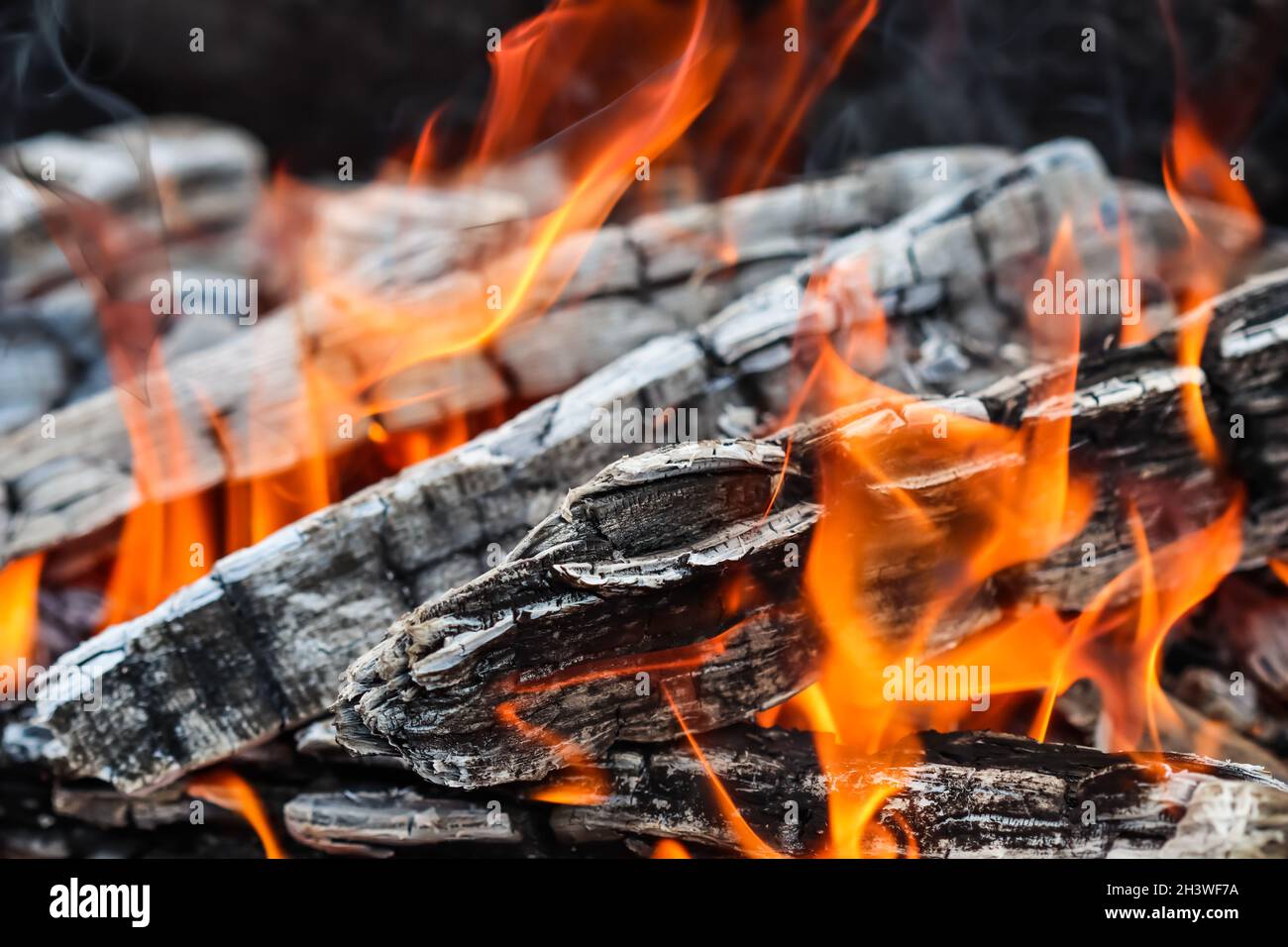 Flames of fire and hot coals of burned wood Stock Photo Alamy