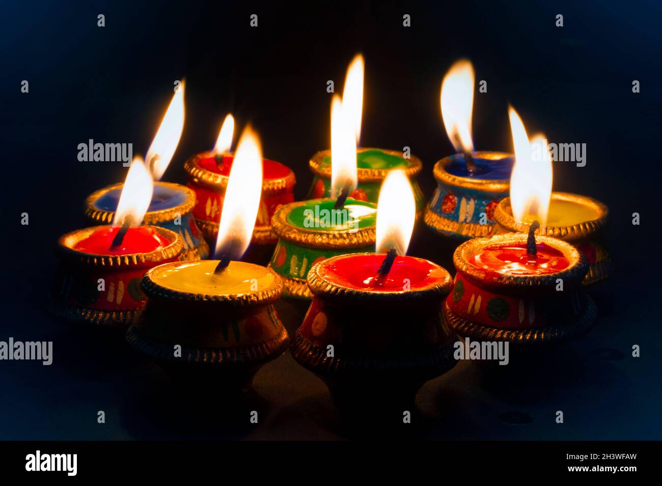 selective focus Image of celebrating Happy Diwali.Famous Indian festival. Stock Photo
