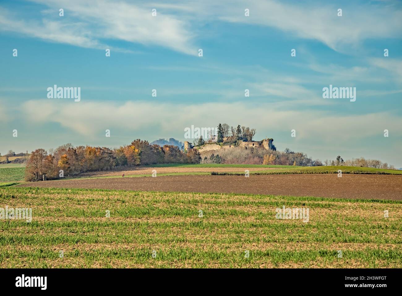 Castle ruin MÃ¤gdeberg in Hegau Stock Photo