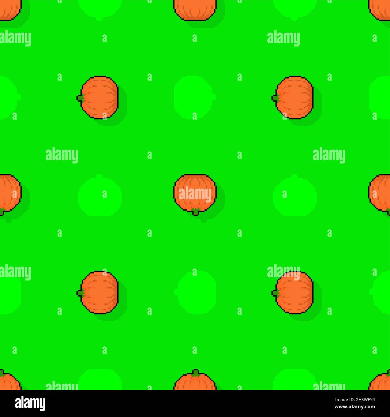 Pumpkin pixel art pattern seamless. pixelated Vegetable background. 8 bit vector texture Stock Vector
