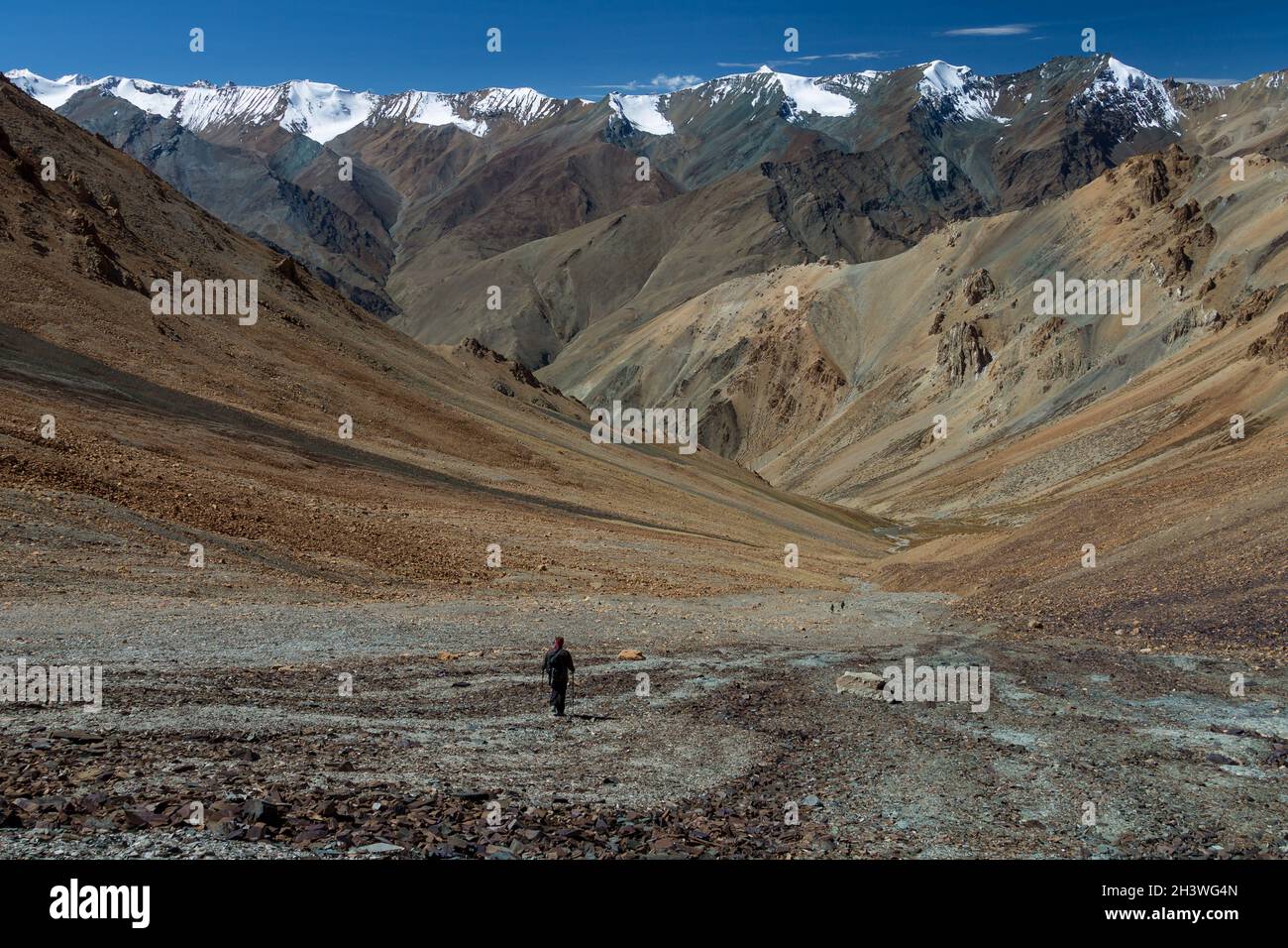 View from Zherin La of the Himalayan Zanskar Range Stock Photo