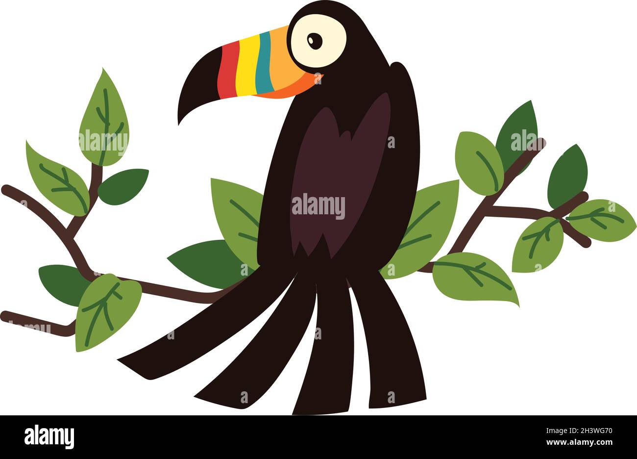 toucan bird on branch Stock Vector