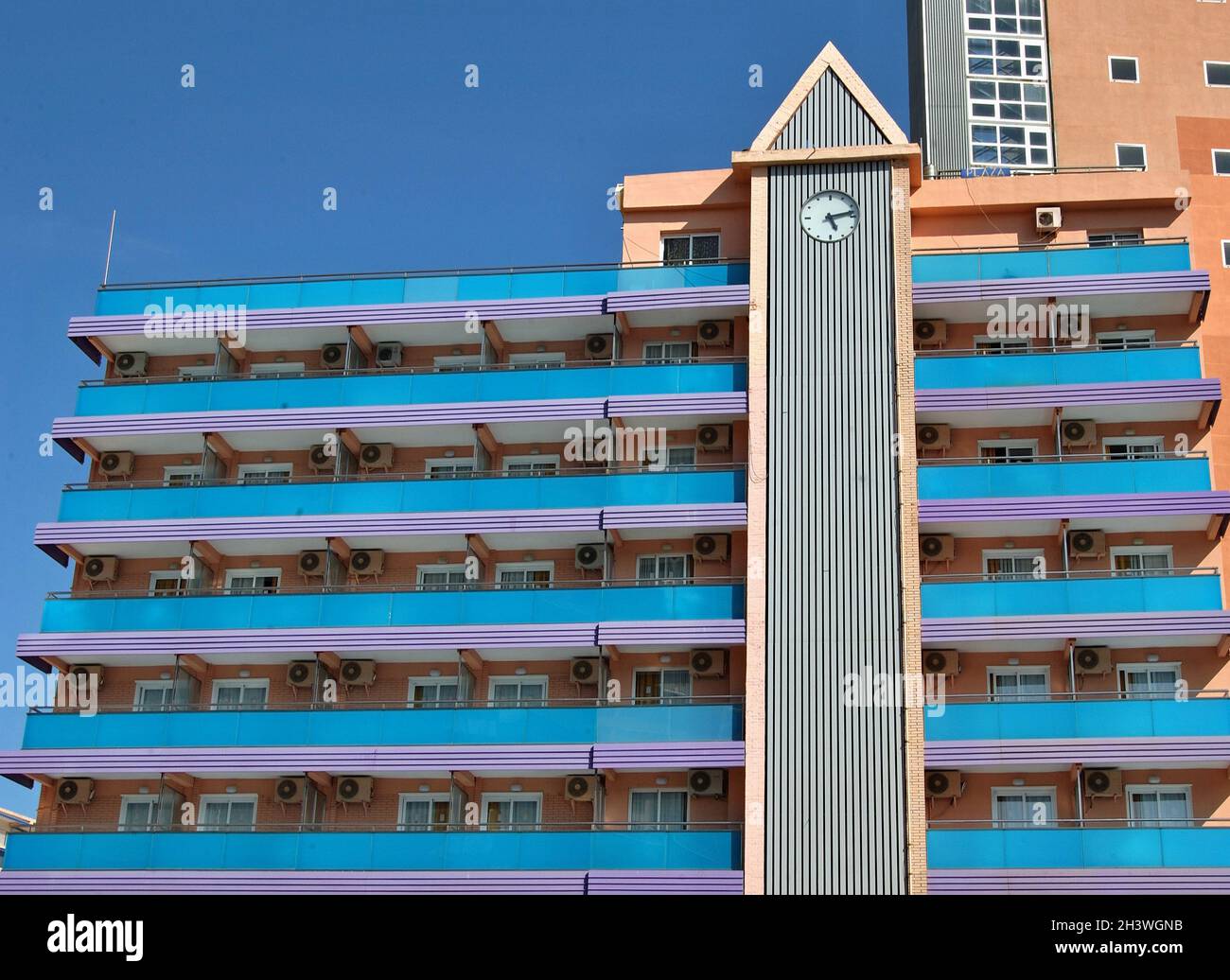 Modern hotel architecture in Benidorm, Alicante - Spain Stock Photo