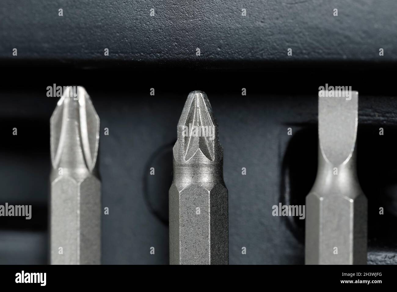 Replaceable screwdriver bits in a holder of toolkit Stock Photo Alamy