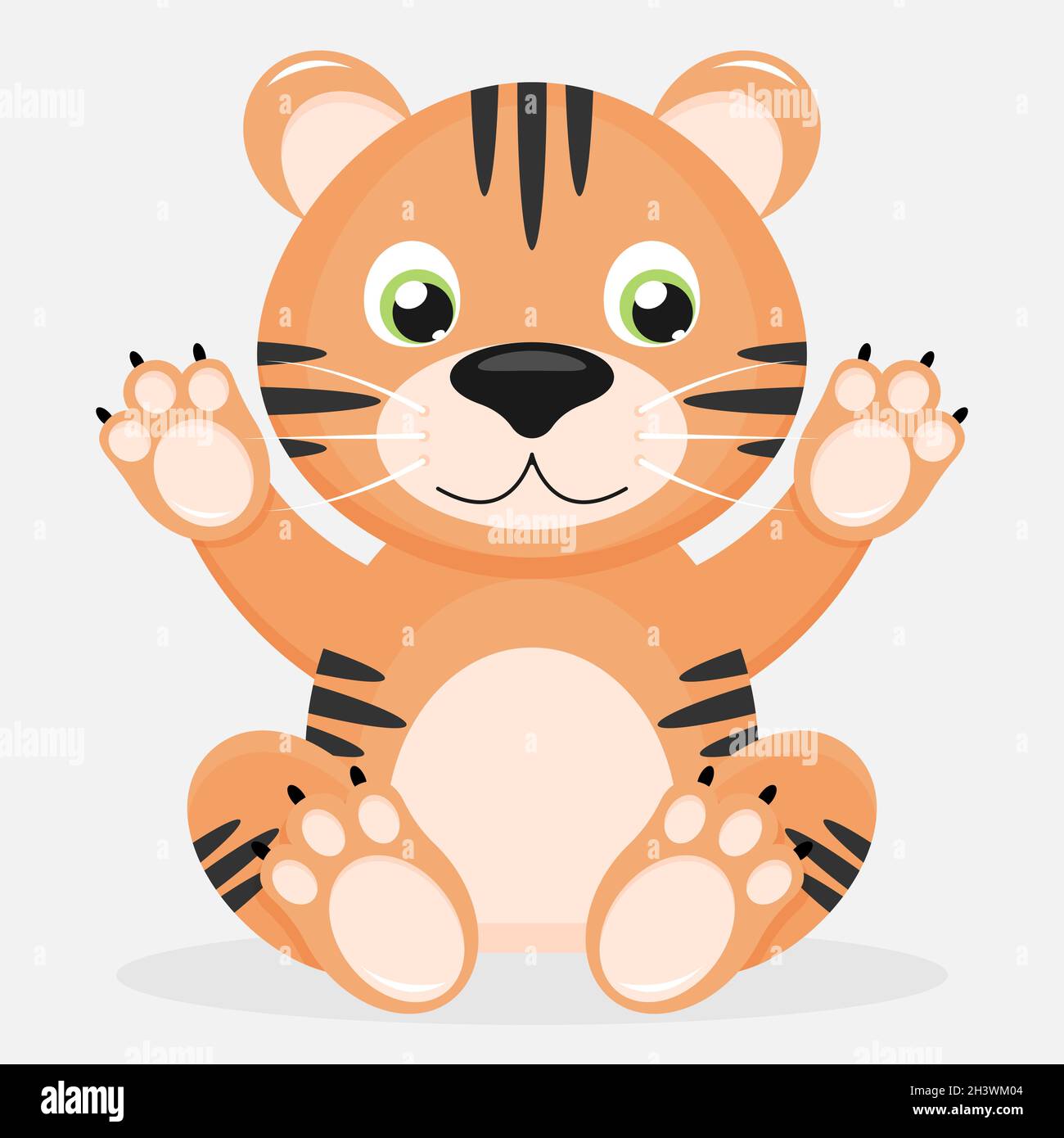 Cute tiger sitting isolated on white background Stock Vector Image ...