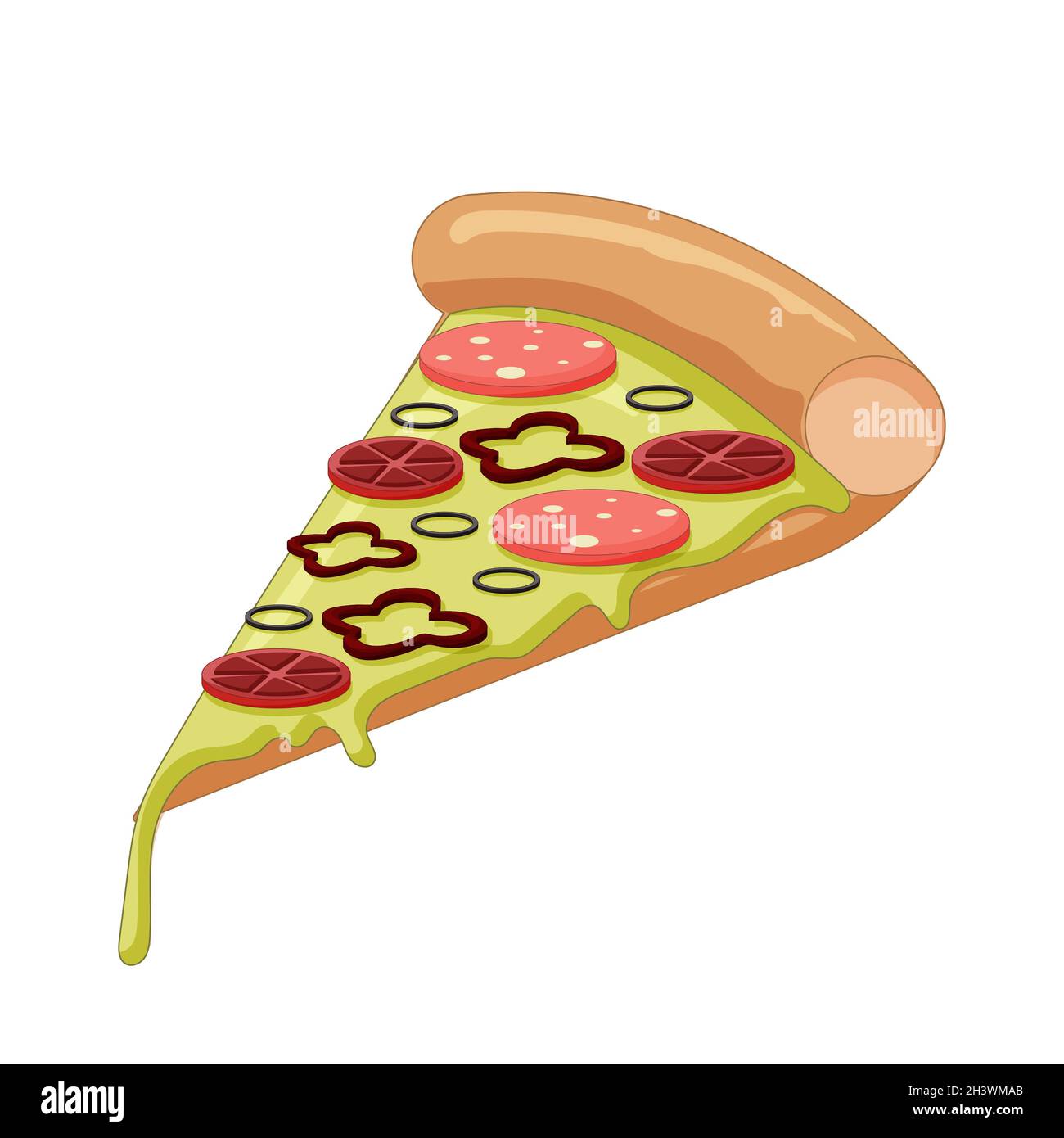 Realistic pizza with pepperoni and different types of sauces and cheese