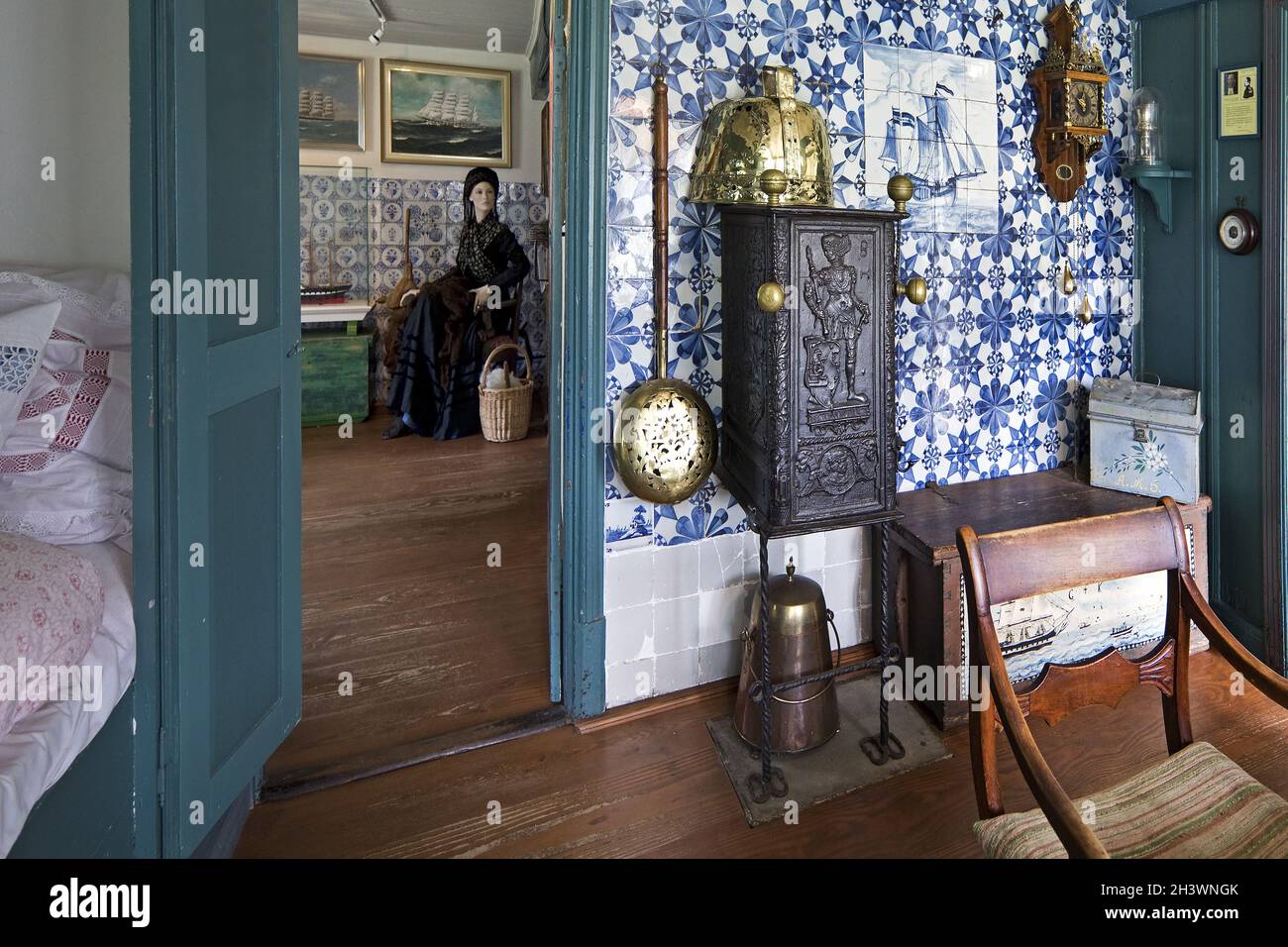 Living room, also called captain's room, in Oeoemrang Hus, Nebel, Amrum  Island, Germany, Europe Stock Photo - Alamy